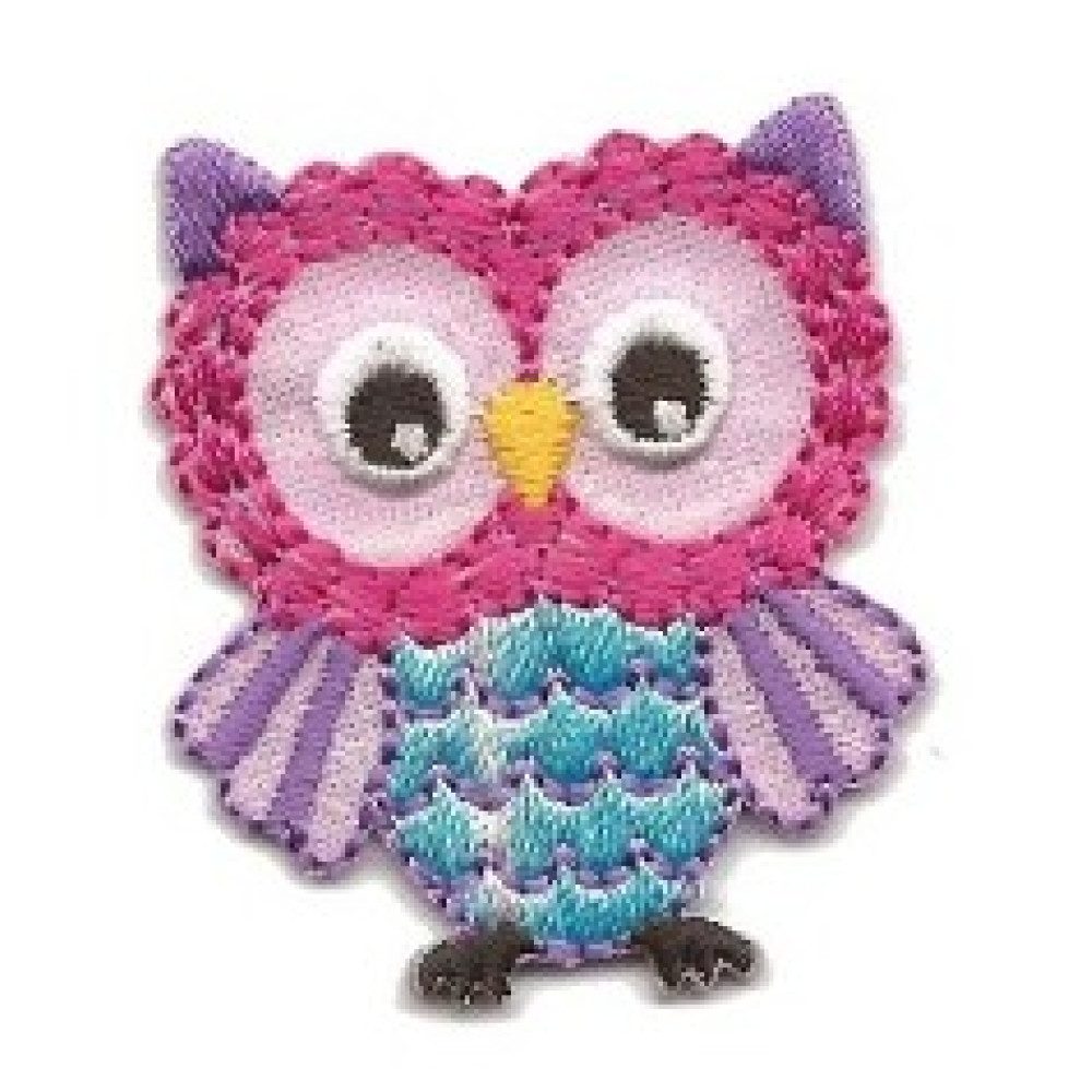 Iron-on Embroidery Sticker - Pink Owl